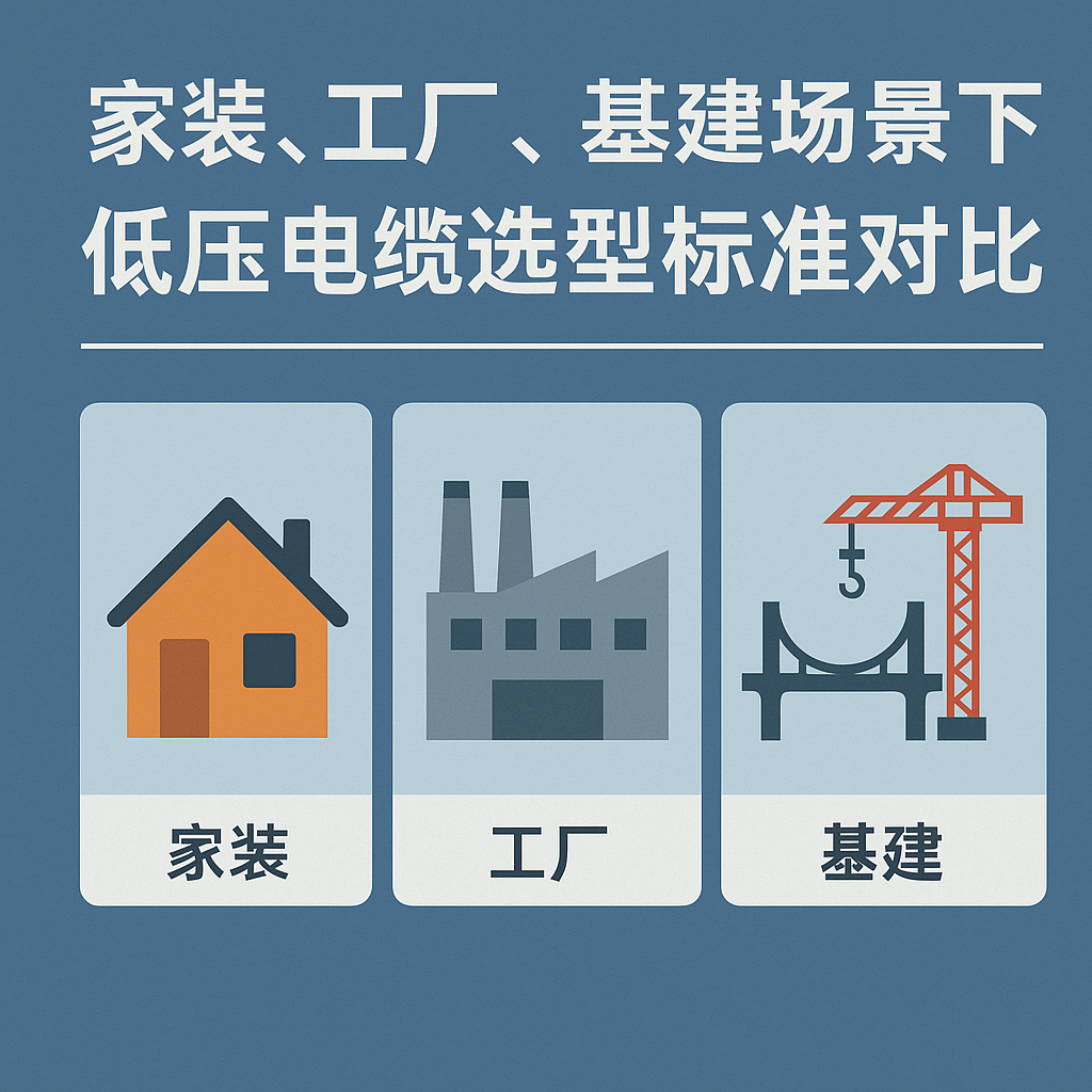 家裝、工廠、基建場(chǎng)景下低壓電纜選型標(biāo)準(zhǔn)對(duì)比